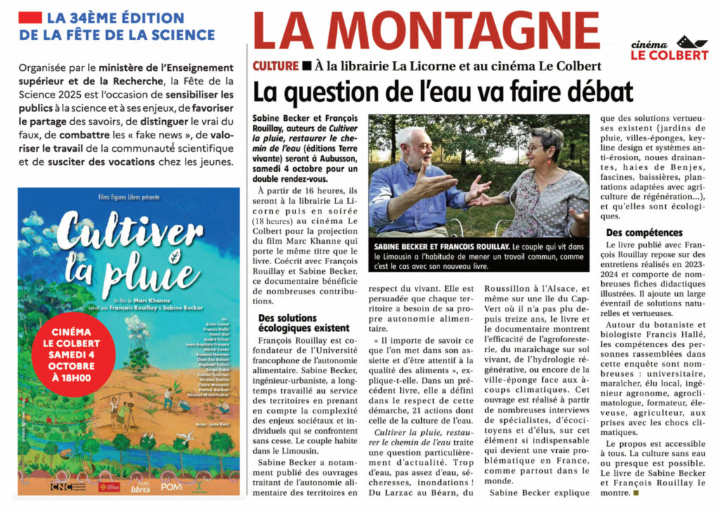 « Cultiver la pluie et restaurer le chemin de l’eau » à Aubusson